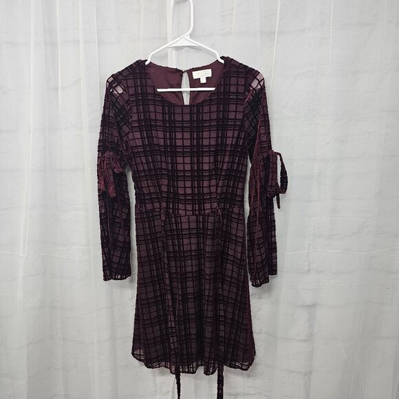 LC Lauren Conrad Burgundy Purple Velour Goth Boho Dress Sheer Fairy S - Picture 11 of 15